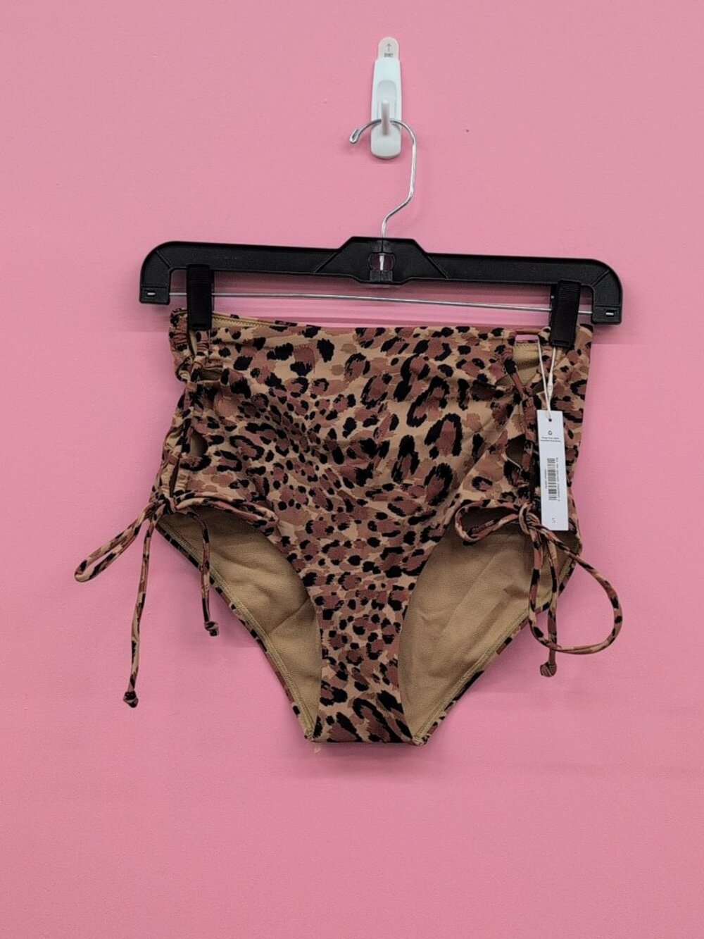 Adore Me Tatiana High Waist Side Tie Bikini Swim Bottom Small Leopard NWT